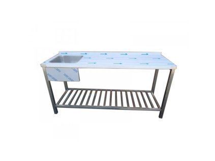 nerezovy stul myci s drezem a rostovou polici 1800 x 700 x 900 mm drez 500 x 500 x 250 mm