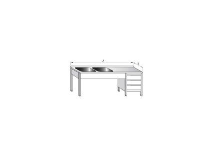 myci stul dvoudrezovy s pracovni plochou a zasuvkovym boxem rozmery sxhxv 1800 x 700 x 900 mm drez 400 x 400 x 250 mm