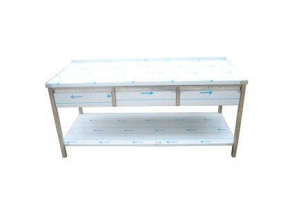 nerezovy pracovni stul s polici a 3x suplik 1900 x 600 x 900 mm