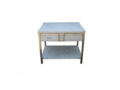 nerezovy pracovni stul s polici a 2x suplik 1400 x 700 x 900 mm