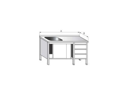 myci stul jednodrezovy s pracovni plochou skrinovy rozmery sxhxv 1800 x 700 x 900 mm se zasuvkovym boxem a posuvnymi dvermi