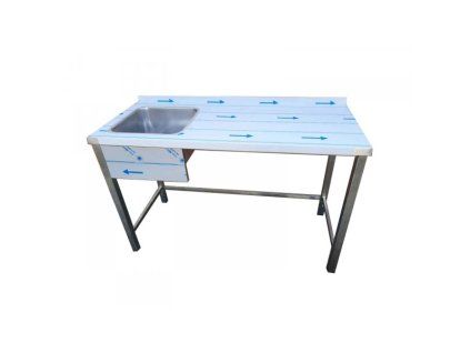 nerezovy stul myci s drezem 1000 x 700 x 900 mm drez 500 x 500 x 300 mm