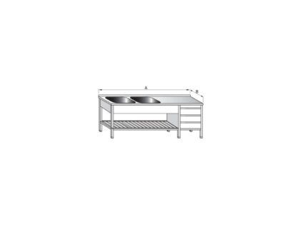 stul myci dvoudrezovy s plochou boxem a rostem sxhxv 1800 x 700 x 900 mm drez 400 x 400 x 250 mm