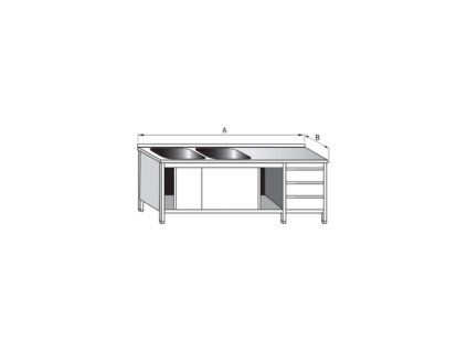 myci stul dvoudrezovy s prac plochou zasuvkovym boxem skrinovy rozmer sxhxv 1700 x 700 x 900 mm drez 500 x 500 x 250 mm