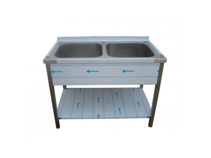 dvoudrez nerezovy lisovany s polici 1000 x 700 x 900 mm rozmer drezu 2 x 400 x 500 x 250 mm zdarma sifon dvoudrezovy