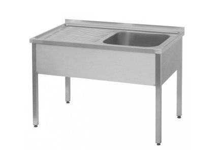 nerezovy myci stul s odkapovou plochou 1200 x 600 x 900 mm pravy drez 400 x 500 x 250 mm