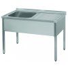 nerez myci stul s odkapovou plochou 1200 x 600 x 900mm levy drez 500 x 500 x 300 mm