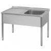 nerezovy myci stul s odkapovou plochou 1200 x 700 x 900 mm pravy drez 400 x 500 x 250 mm